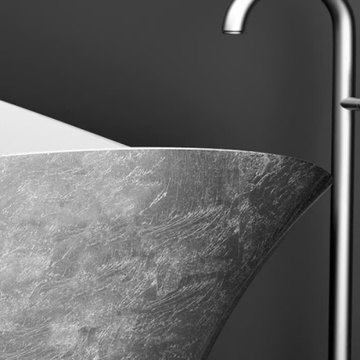 FLOWER STYLE SILVER - Freestanding silver leaf bathtub by Glass Design - view 3